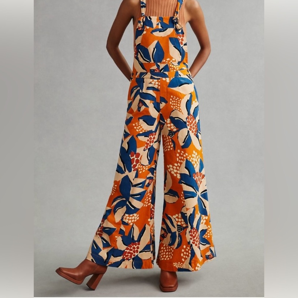 Anthropologie Farm Rio Deep V Jumpsuit XS
